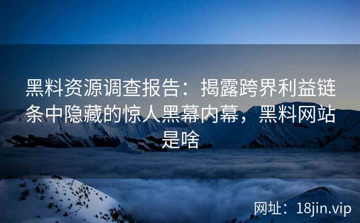 黑料资源调查报告：揭露跨界利益链条中隐藏的惊人黑幕内幕，黑料网站是啥