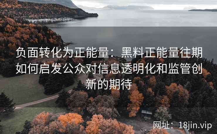 负面转化为正能量：黑料正能量往期如何启发公众对信息透明化和监管创新的期待