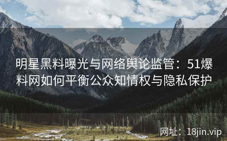 明星黑料曝光与网络舆论监管：51爆料网如何平衡公众知情权与隐私保护